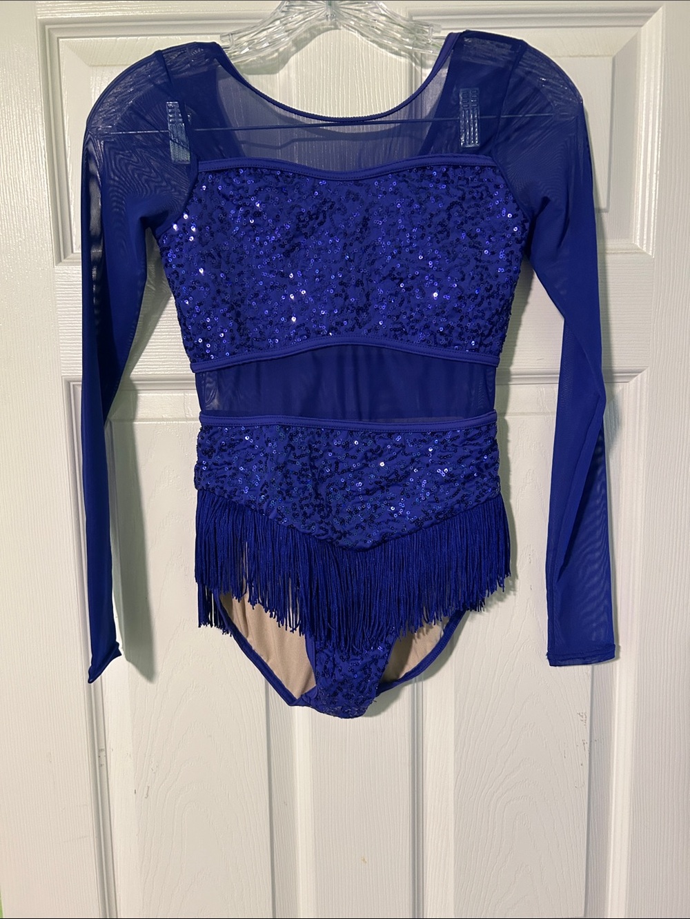 Weissman Purple Sequin Fringe Dance Leotard